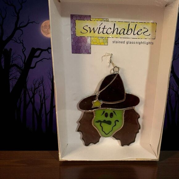 Switchables Stained Glass Night Light Cover Witch Vintage 2005 Halloween EUC - Picture 1 of 3